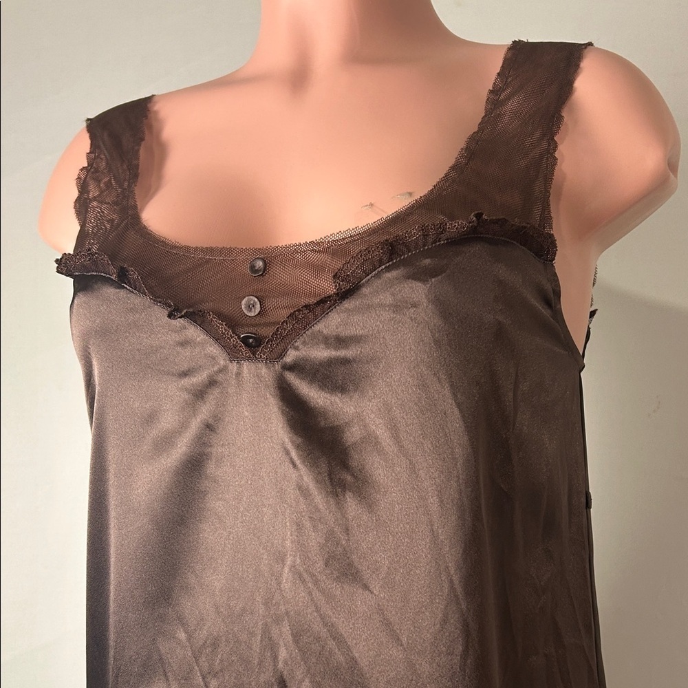 Vera Wang Vintage Y2K Satin Slip Dress Brown Size Small - Picture 3 of 8